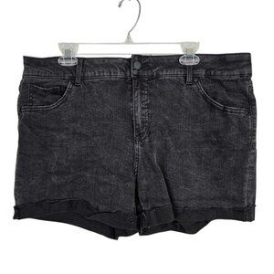 TIME AND TRU Jean Shorts BLACK size 18 Distressed Denim Goth Grunge Casual Cute